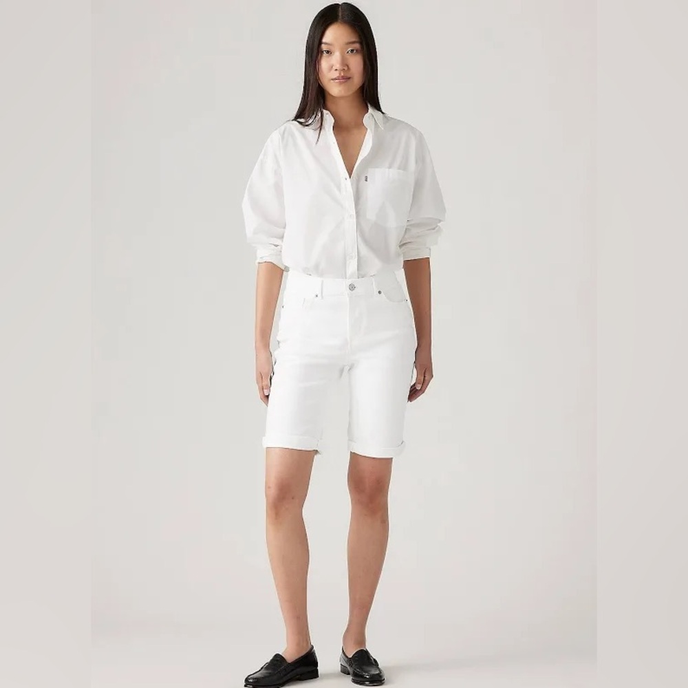 Levi's Women's Classic White Bermuda Shorts with Cuff Hem